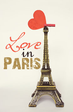 Retro Paris grunge card love in Paris. toned image