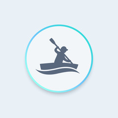 kayak round icon, rowing, canoeing icon, vector illustration