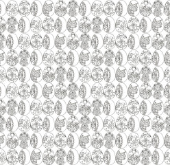 Hand drawn doodle easter eggs seamless pattern background. Coloring book