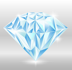 Diamond isolated on white photo-realistic vector illustration