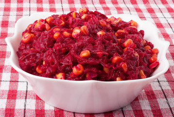 salad of red beets with maize