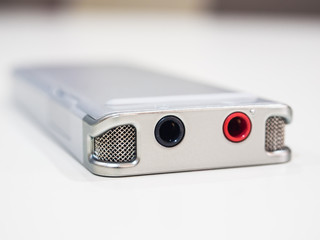 Dictaphone close up in meeting room