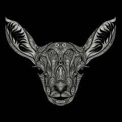 Deer head patterns on a black background