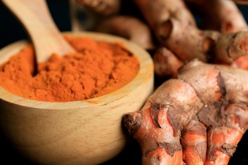 fresh turmeric with powder