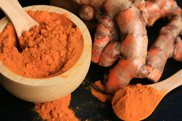 fresh turmeric with powder