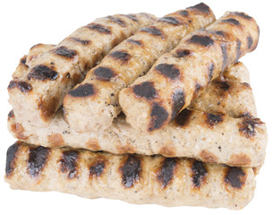 Bulgarian traditional meatballs called Kebapche. isolated on white background.