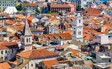Fototapeta na wymiar Sibenik panoramic view of old city, Croatia.