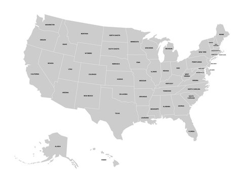 Vector map of United States of America with state names