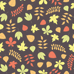 vector seamless autumn pattern with leaves