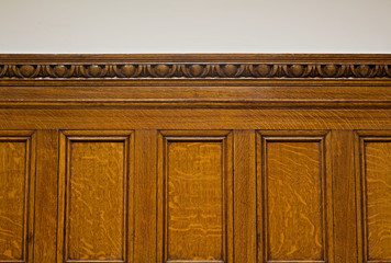 Beautiful antique solid oak panelling with egg and dart cornice