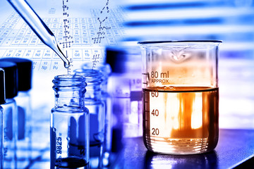 Laboratory glassware, science concept 