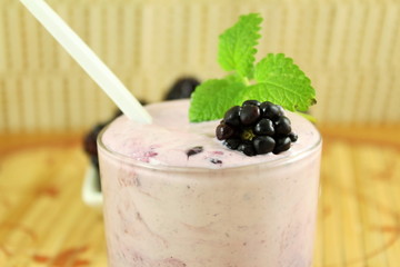 homemade Blackberry smoothie with blackberry fruit in the jar