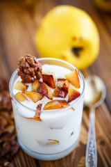 sweet yogurt with baked quince