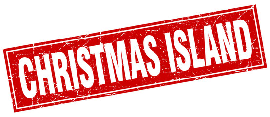Christmas Island red square grunge vintage isolated stamp