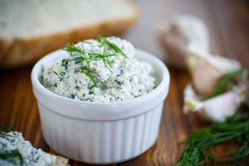 snack salty cheese with herbs