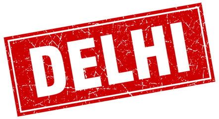 Delhi red square grunge vintage isolated stamp