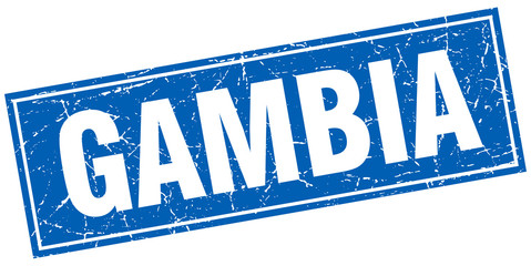 Fototapeta premium Gambia blue square grunge vintage isolated stamp