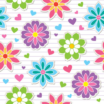 seamless pattern of flower stickers