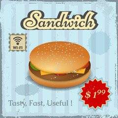 Vector illustration of a hamburger in a realistic style on a white background.