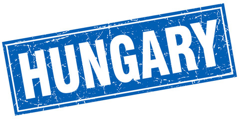 Hungary blue square grunge vintage isolated stamp