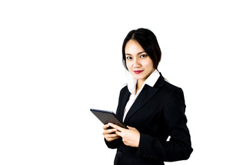 Asian Business woman using a touch pad