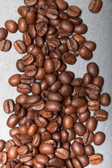 Coffee beans on the slate background