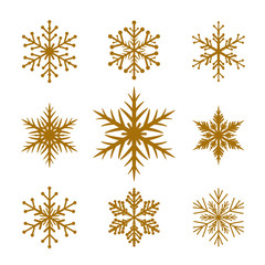 Collection of Golden Snowflakes.