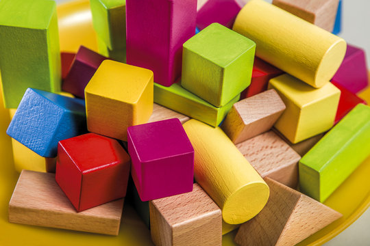 Untidy variety wooden colorful blocks