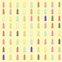 Condoms/
The Illustration with many multicolored condomsfor background.