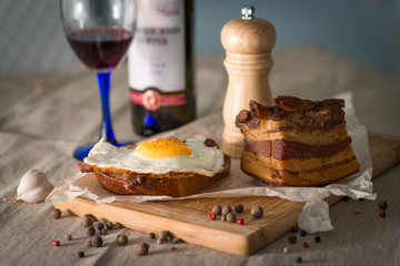 Bacon and Egg Fried Breakfast Sandwich