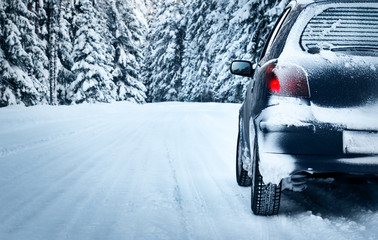 winter road in the morning