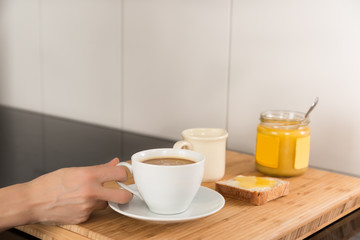 Obraz premium Breakfast with coffee and butter