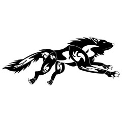 Dog tattoo vector. Animal with ornament decoration