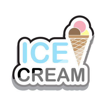 Icecream Icon Text Design On White Background Isolate Vector Illustration Eps 10