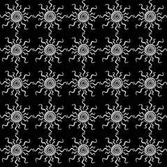 Abstract sun black and white seamless pattern