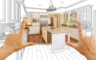 Hands Framing Custom Kitchen Design Drawing and Square Photo Com