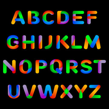 Rainbow alphabet. Colorful letters for child books. Vector eps10.