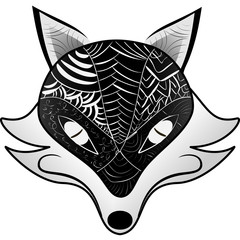 Obraz premium Graphic black and white vector fox