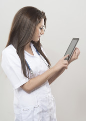 doctor work by tablet. Healthcare and medicine concept.