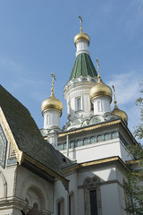Fototapeta na wymiar The Russian church in the centre of Sofia city, capital of Bulga