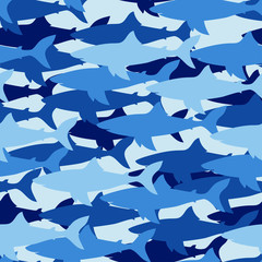 Naklejka premium niebieski wzór z rekinami