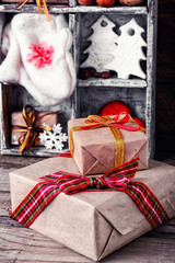 Winter decoration with gifts