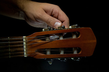 guitar tuning close up