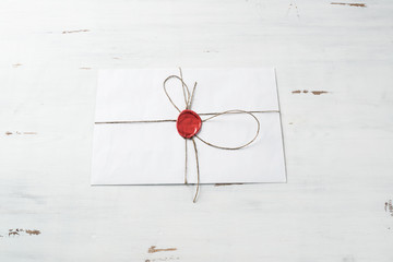 Letter with seal on table