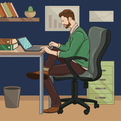 vector illustration businessman in the workplace
