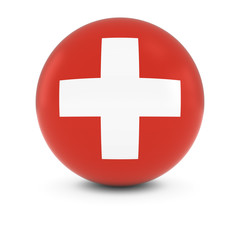 Fototapeta premium Swiss Flag Ball - Flag of Switzerland on Isolated Sphere