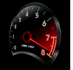 Tachometer 3D (revolution-counter , RPM gauge). Vector illustration