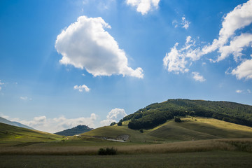 Beautiful summer landscape at Piano Grande (Great Plain) 