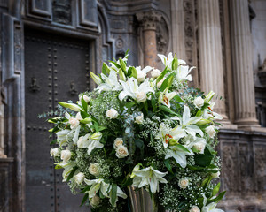 Wedding arrangement of flowers.
