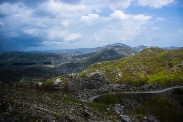 Fototapeta na wymiar In the Mountains of Montenegro. Serpantine road.